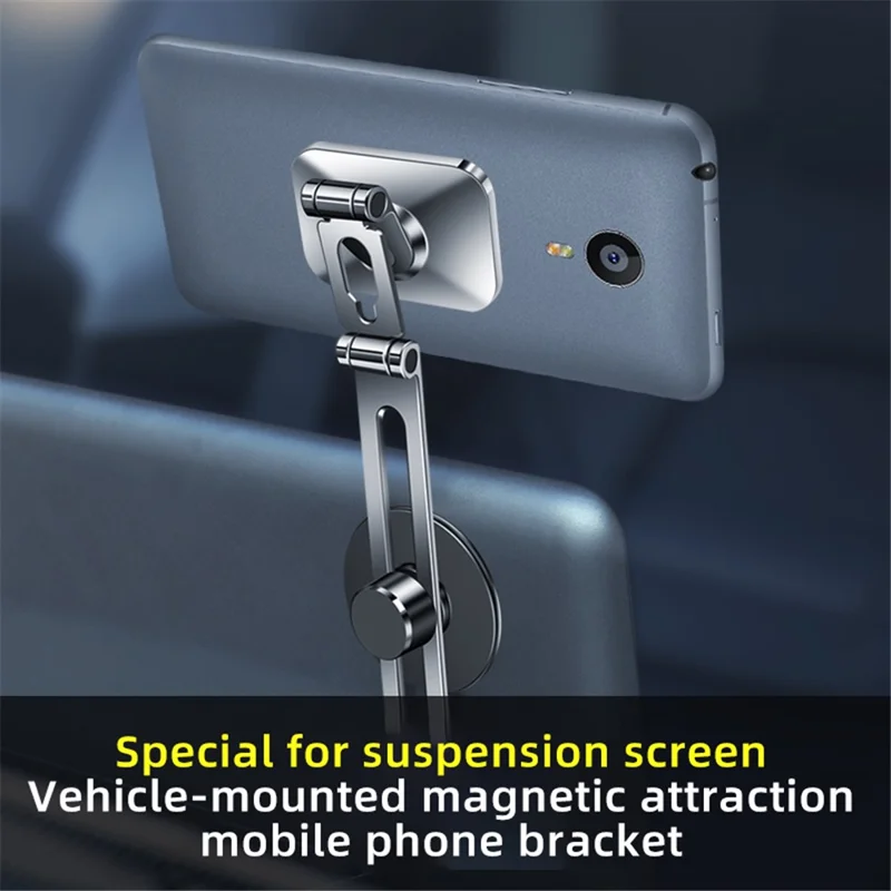 F52 Magnetic Car Phone Holder Stand Adhesive 360 Degrees Rotating Cellphone Bracket - Black