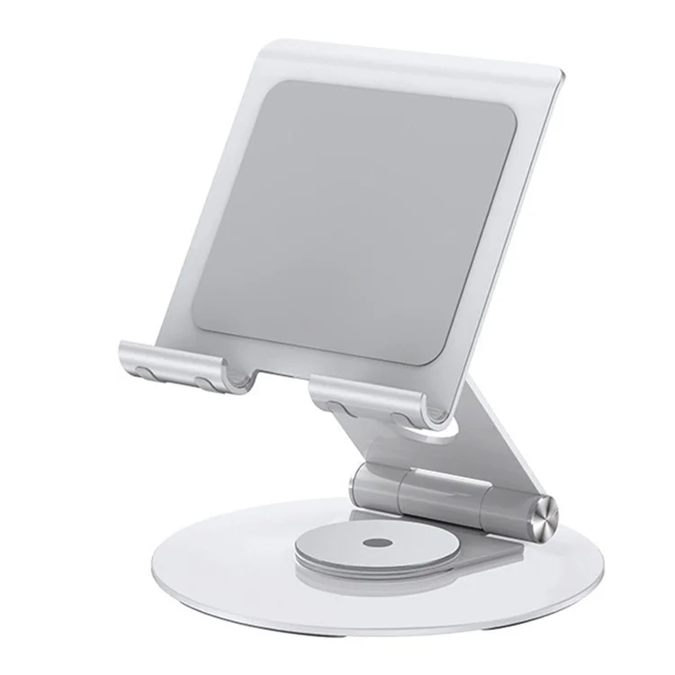 P57 Multifunction Desktop Phone Stand Folding 360° Rotating Metal Tablet Holder for Live Streaming - Silver