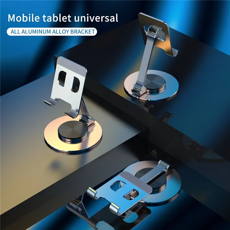 Tablet Stand 360-degree Rotating Aluminum Alloy Desktop Holder Foldable Mobile Phone Stand Adjustable Tablet Mount - Grey