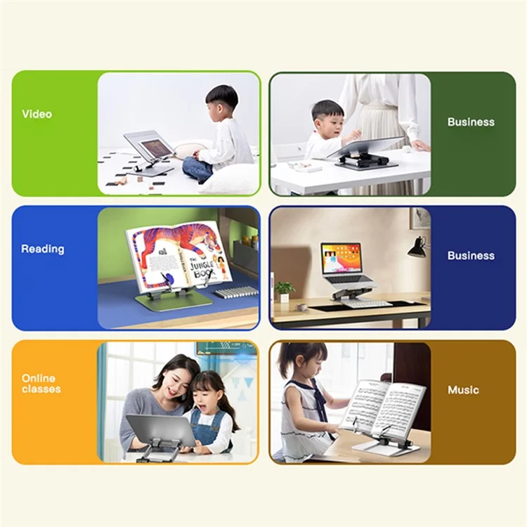 M10 Aluminum Alloy Book Stand Folding Desktop Book Holder Portable Multi-Angle Adjustable Reading Stand