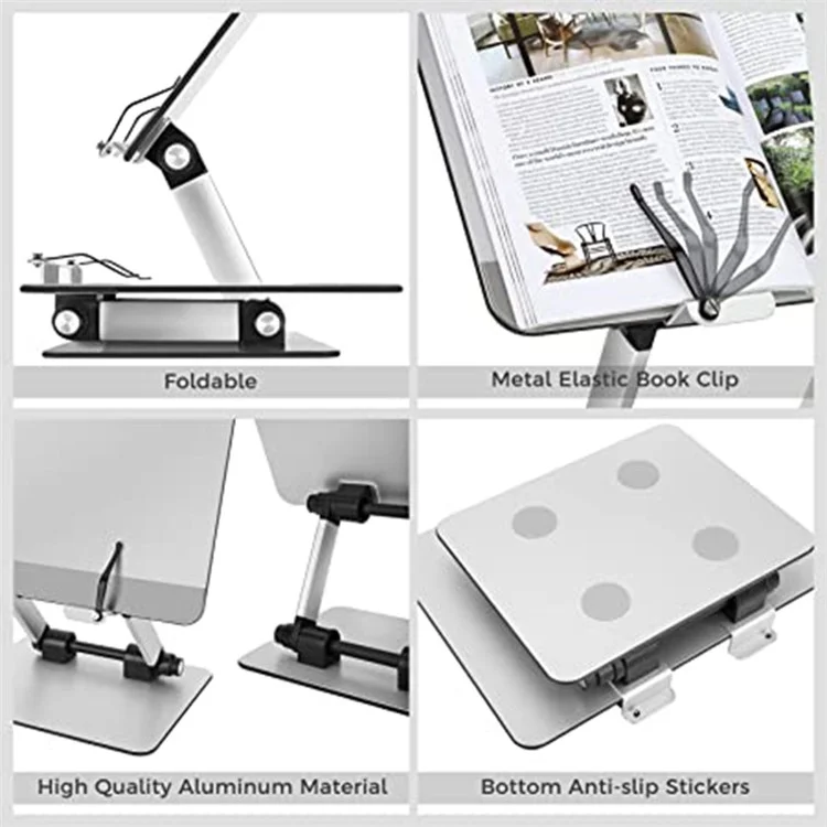 M10 Aluminum Alloy Book Stand Folding Desktop Book Holder Portable Multi-Angle Adjustable Reading Stand