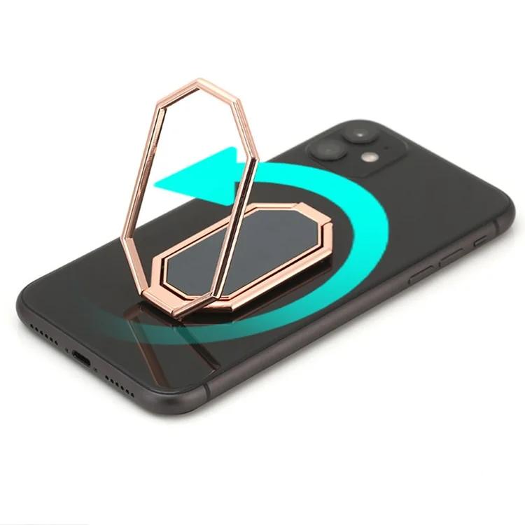 360 Degree Rotation Finger Ring Kickstand Foldable Bracket for Mobile Phone / Tablet - Rose Gold