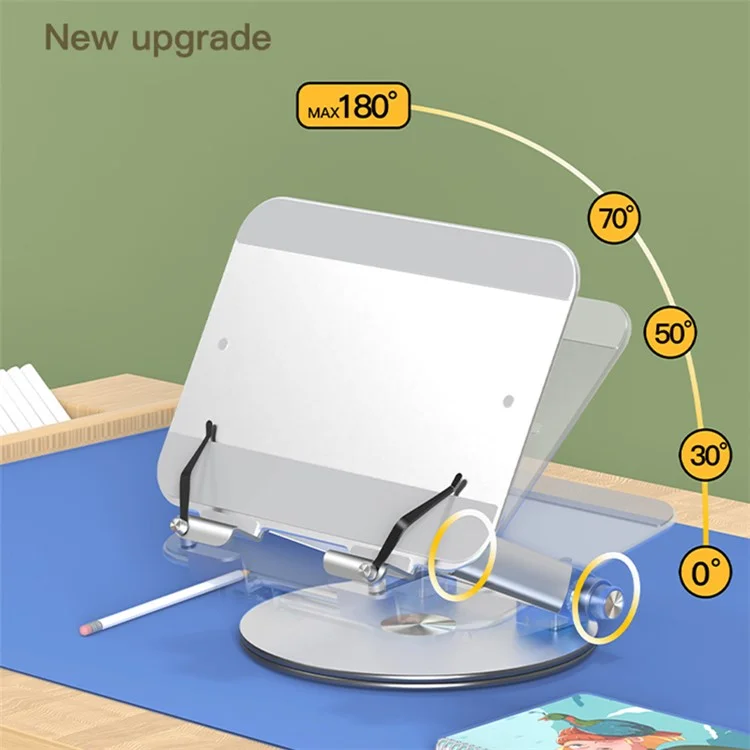 M12 Aluminum Alloy Book Reading Stand Desktop Folding Laptop Stand Portable 360-Degree Rotating Book Holder
