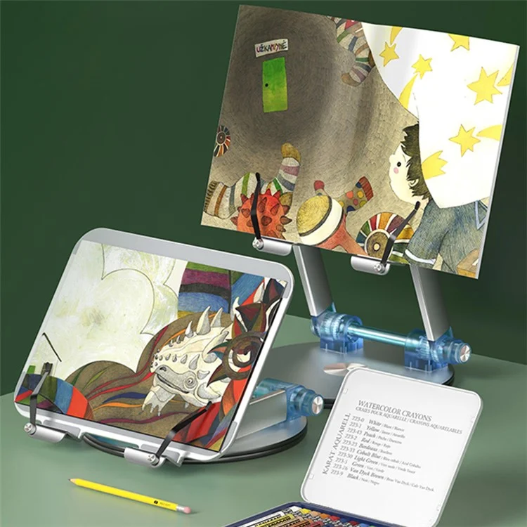 M12 Aluminum Alloy Book Reading Stand Desktop Folding Laptop Stand Portable 360-Degree Rotating Book Holder