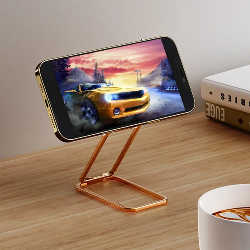 For Mobile Phone / Tablet 360 Degree Rotation Zinc Alloy Finger Ring Kickstand Foldable Bracket - Gold