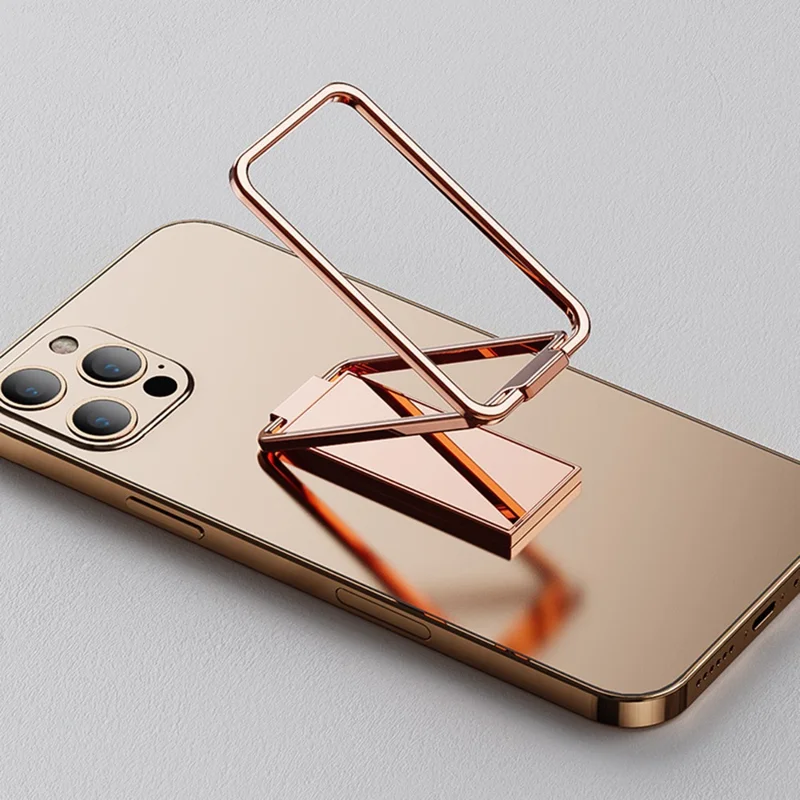For Mobile Phone / Tablet 360 Degree Rotation Zinc Alloy Finger Ring Kickstand Foldable Bracket - Gold