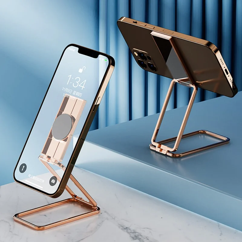 For Mobile Phone / Tablet 360 Degree Rotation Zinc Alloy Finger Ring Kickstand Foldable Bracket - Gold