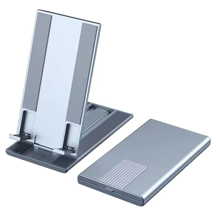 Phone Stand Adjustable Aluminium Tablet Desktop Holder Fully Foldable Phone Cradle Dock - Silver