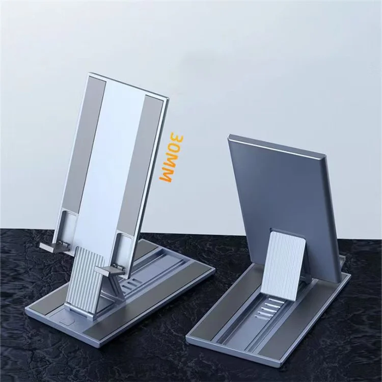 Phone Stand Adjustable Aluminium Tablet Desktop Holder Fully Foldable Phone Cradle Dock - Silver