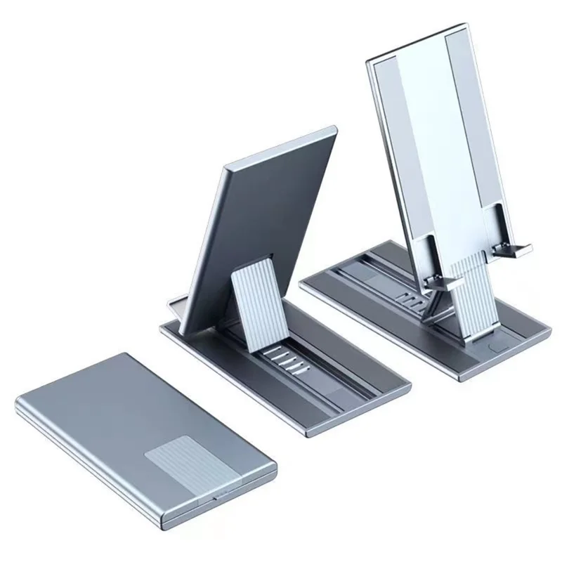 Phone Stand Adjustable Aluminium Tablet Desktop Holder Fully Foldable Phone Cradle Dock - Grey