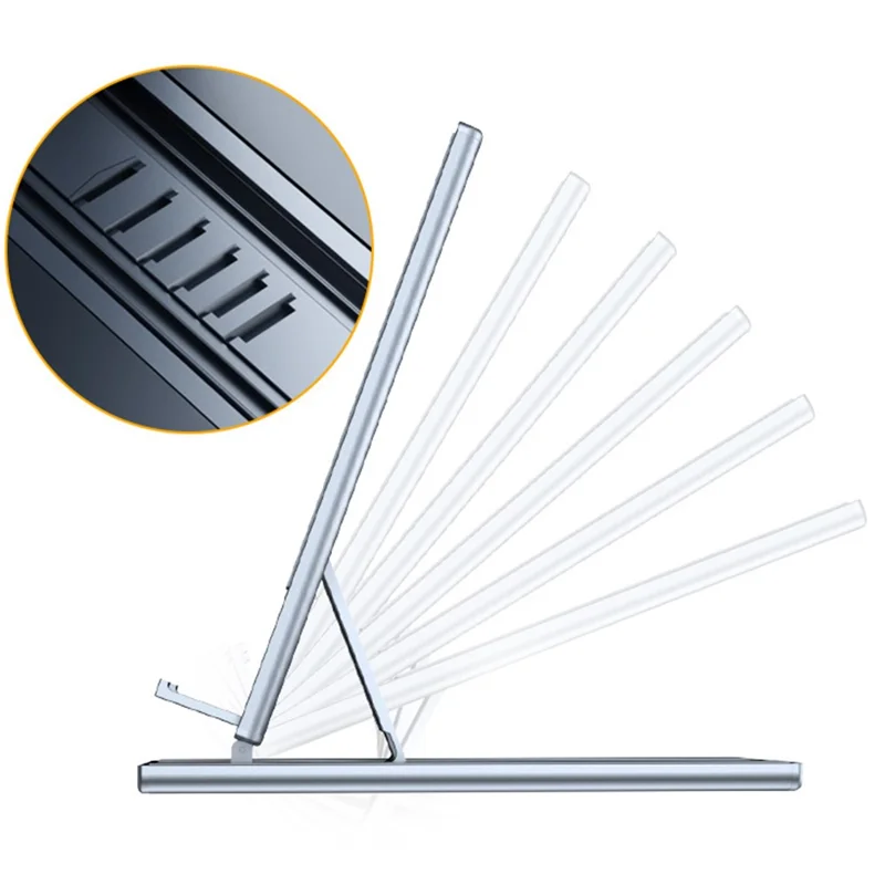 Phone Stand Adjustable Aluminium Tablet Desktop Holder Fully Foldable Phone Cradle Dock - Grey