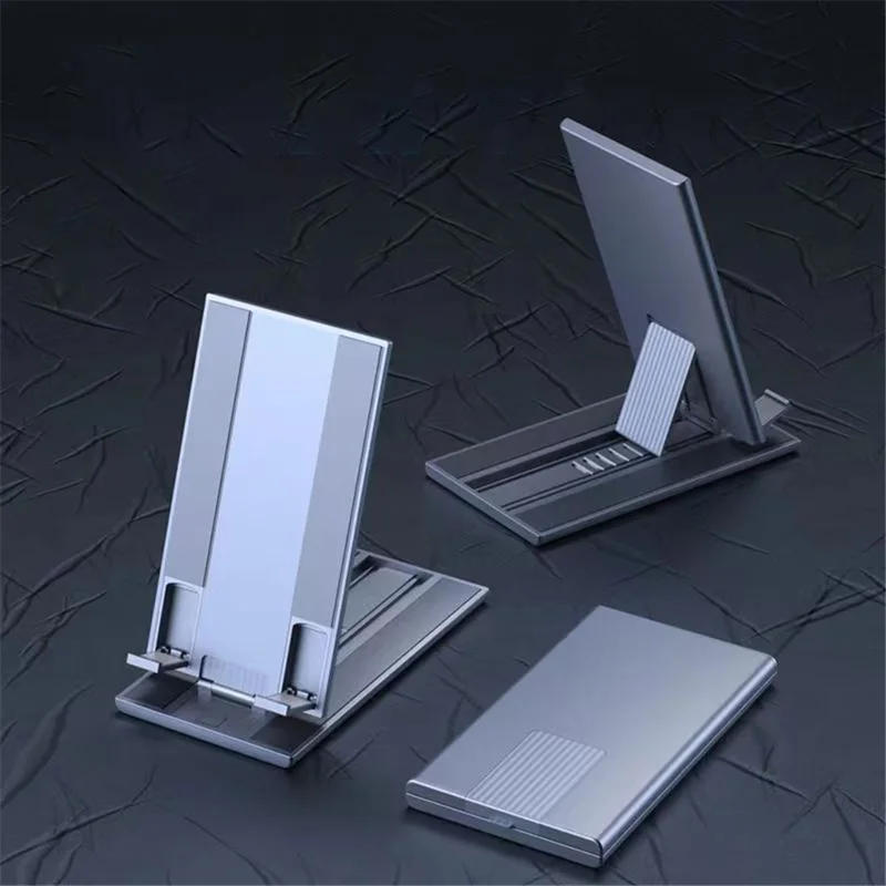 Phone Stand Adjustable Aluminium Tablet Desktop Holder Fully Foldable Phone Cradle Dock - Grey