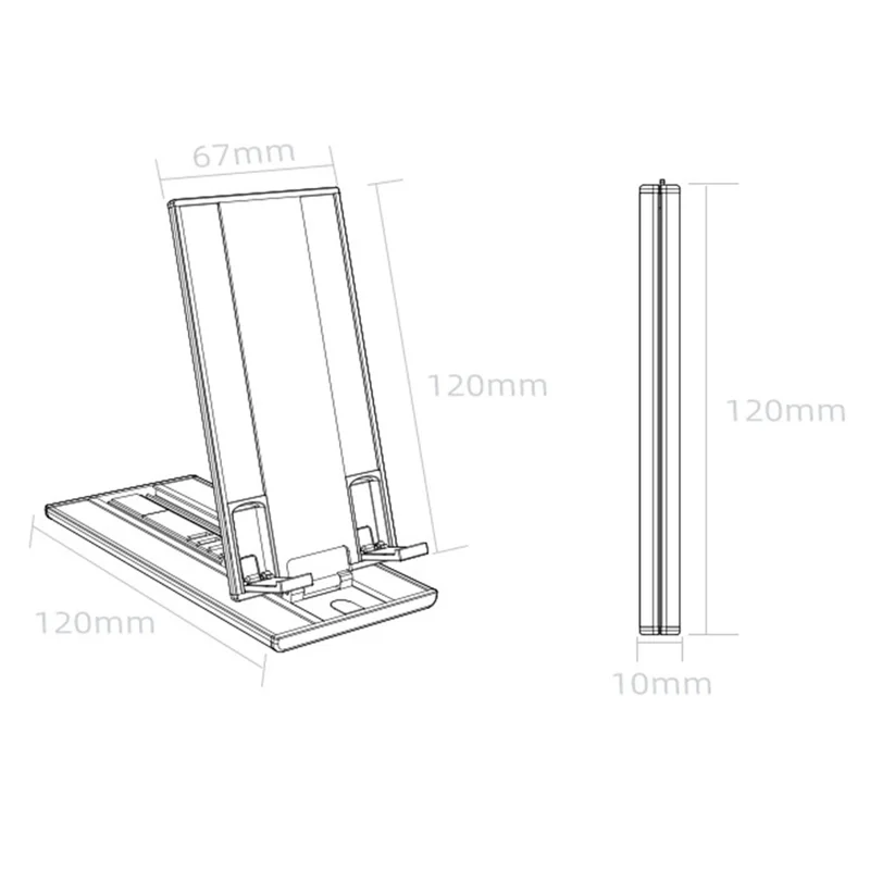 Phone Stand Adjustable Aluminium Tablet Desktop Holder Fully Foldable Phone Cradle Dock - Grey