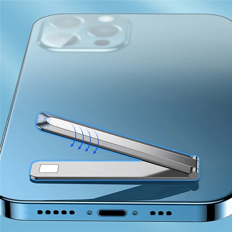 Mini Phone Kickstand Zinc Alloy Folding Invisible Cell Phone Stand Holder Magnetic Closure Bracket - Grey