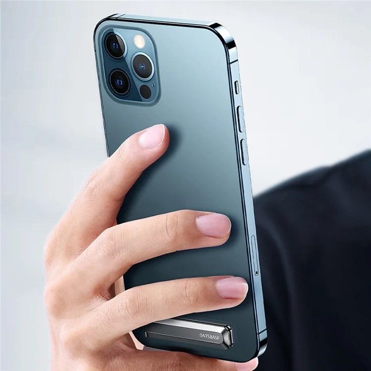 Mini Phone Kickstand Zinc Alloy Folding Invisible Cell Phone Stand Holder Magnetic Closure Bracket - Grey