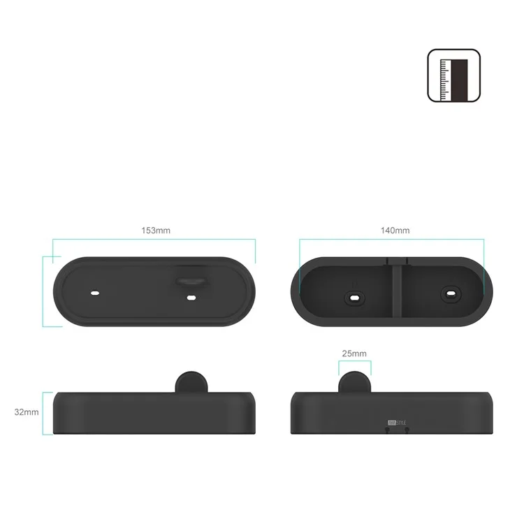 AHASTYLE PT55 2 in 1 Charging Dock Bracket for AirPods / iPhone Silicone Stand Holder - Black