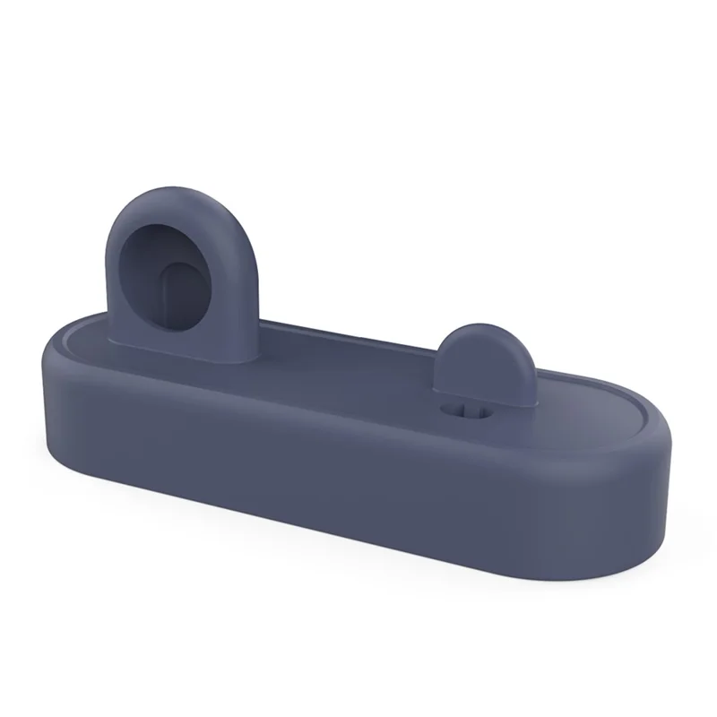 AHASTYLE PT56-S For iPhone 12 / 13 / 14 / Apple Watch Stand Holder 2 in 1 Silicone Charging Dock with Cable Adapter - Midnight Blue
