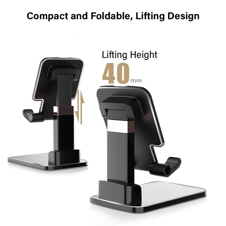 CCT14 Lifting Folding Phone Holder Portatile Multi-Angolo Regolabile Stand per iPhone, Samsung, Huawei - Nero