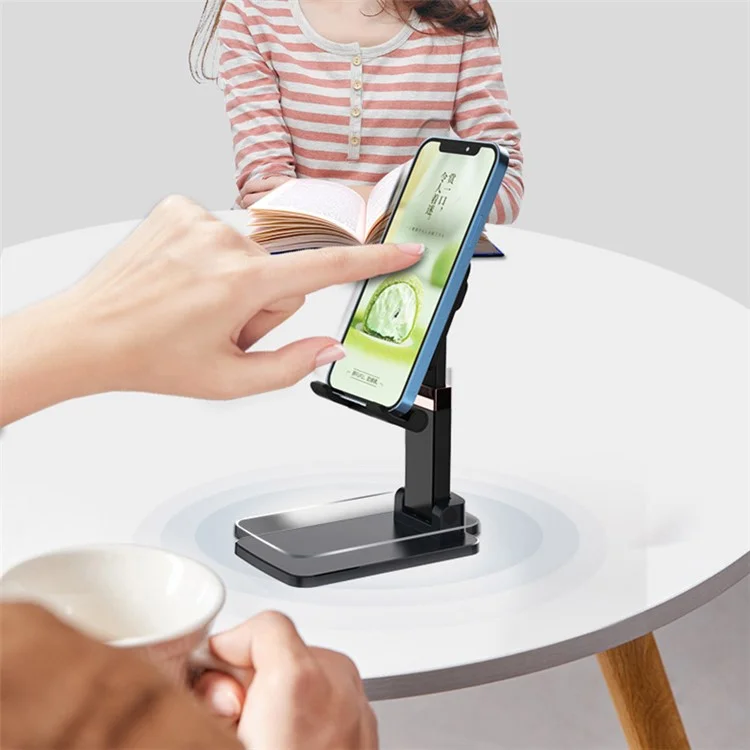 CCT14 Lifting Folding Phone Holder Portatile Multi-Angolo Regolabile Stand per iPhone, Samsung, Huawei - Nero