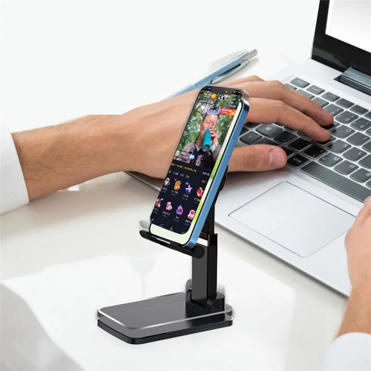 CCT14 Lifting Folding Phone Holder Portatile Multi-Angolo Regolabile Stand per iPhone, Samsung, Huawei - Nero