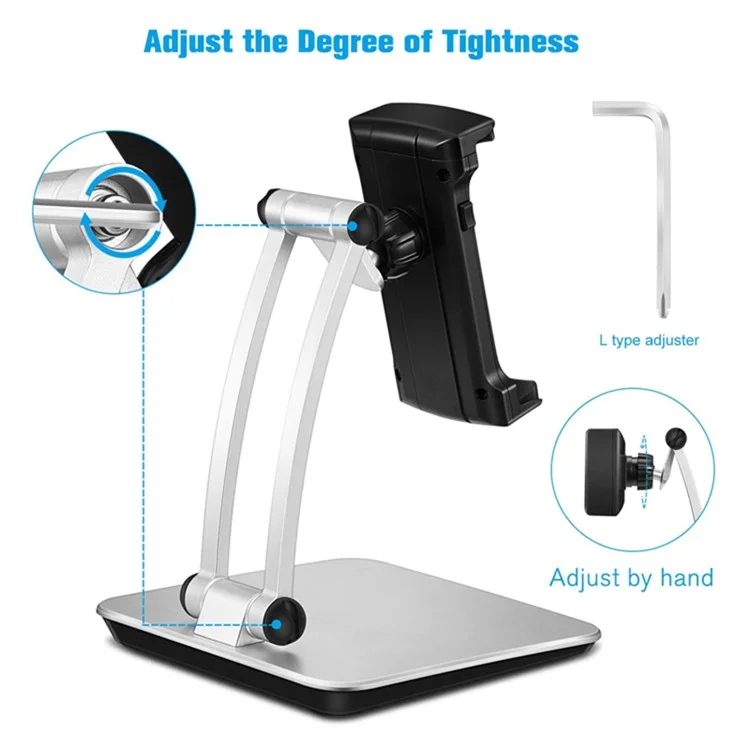 TM1901 Foldable 4.7-12.9inch Phone Tablet Stand Aluminum Alloy Plastic Desktop Rotatable Tablet Holder