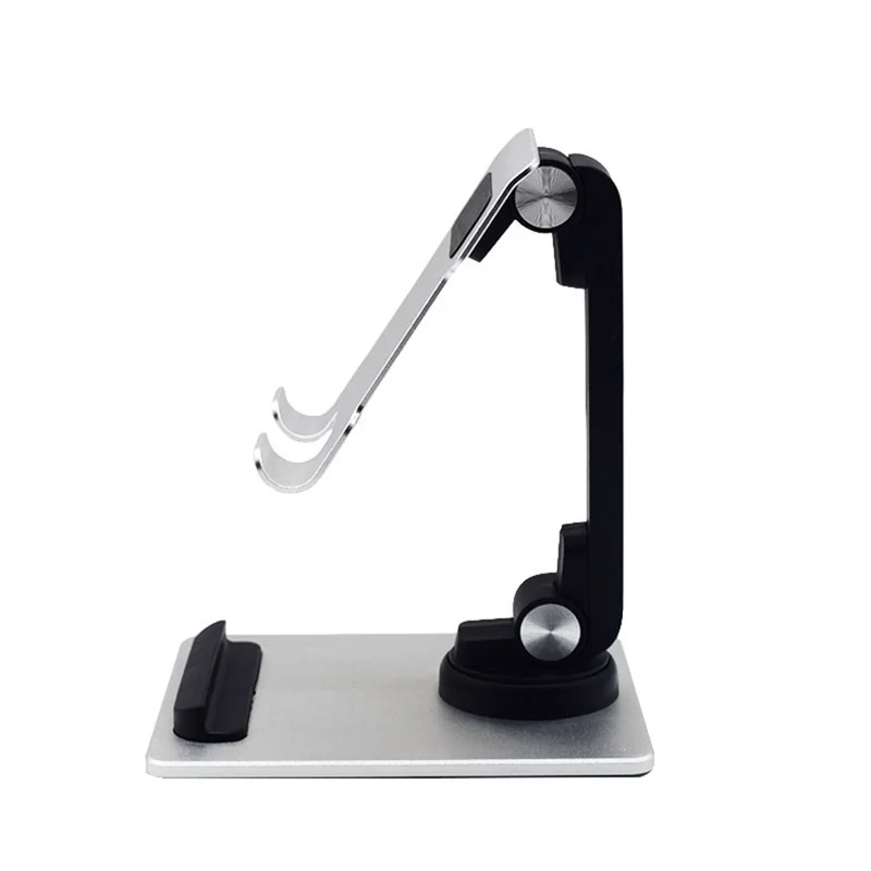 TM12 Mini Folding Phone Stand Aluminum Alloy Desktop Rotating Tablet Stand Adjustable Cell Phone Holder - Silver