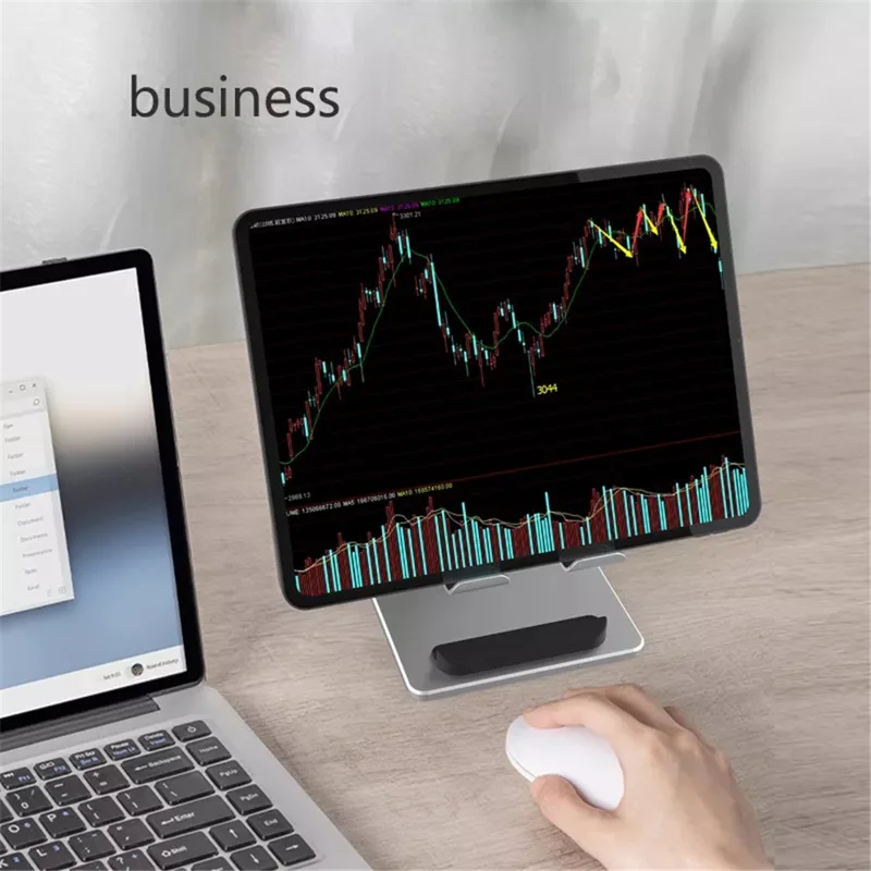 TM12 Mini Folding Phone Stand Aluminum Alloy Desktop Rotating Tablet Stand Adjustable Cell Phone Holder - Silver