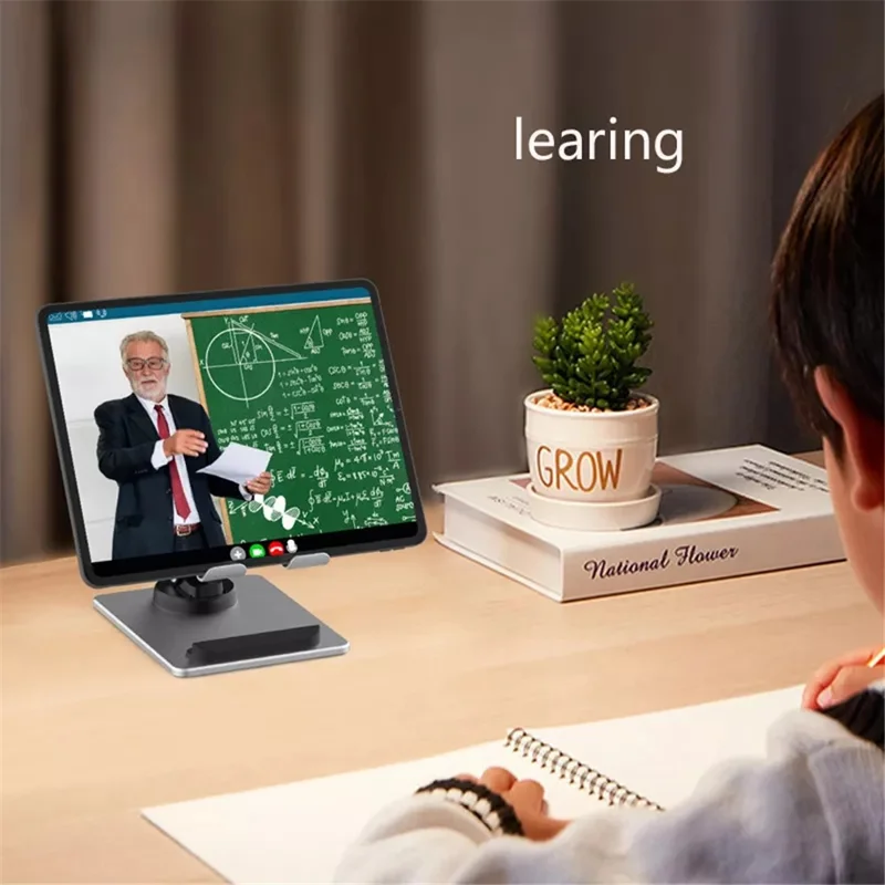 TM12 Mini Folding Phone Stand Aluminum Alloy Desktop Rotating Tablet Stand Adjustable Cell Phone Holder - Silver