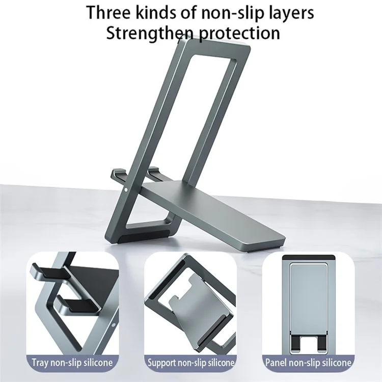Soporte de Teléfono Plegable H18 para Tableta, Ajustable, de Aleación de Aluminio, Disipador de Calor, Soporte - Gris
