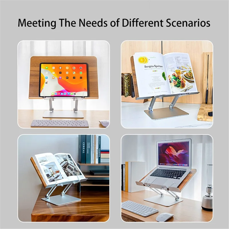 AP-2DW Metal Book Stand Folding Desktop Book Holder Portable Multi-Angle Adjustable Reading Stand