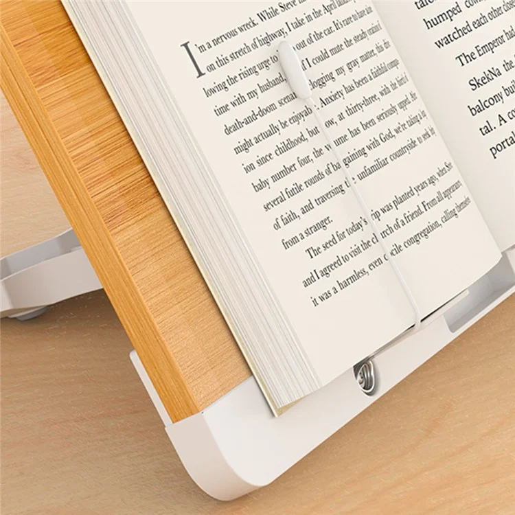 BG-2 Desktop Book Stand Folding Metal Book Holder Portable 50-Degree Adjustable Reading Stand with Clip