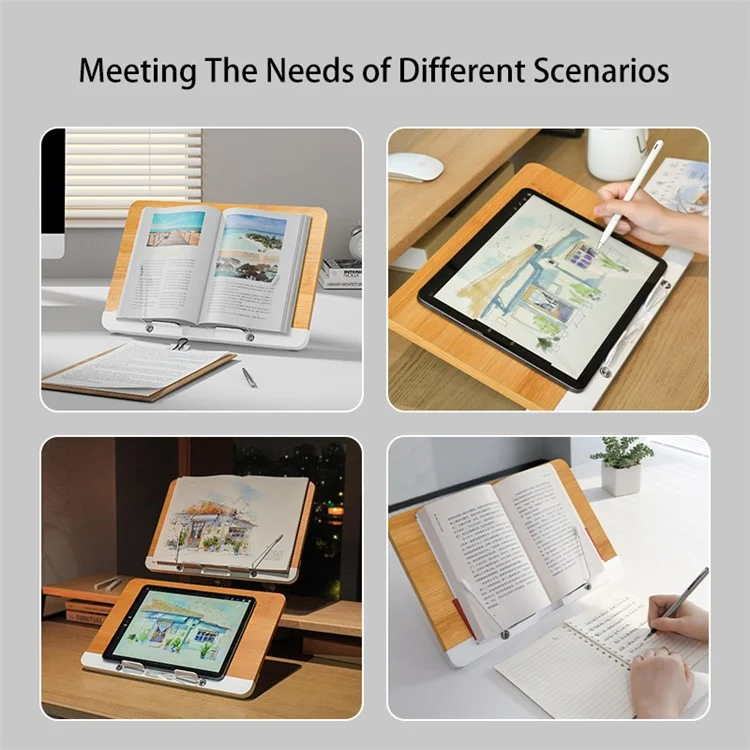 BG-2 Desktop Book Stand Folding Metal Book Holder Portable 50-Degree Adjustable Reading Stand with Clip
