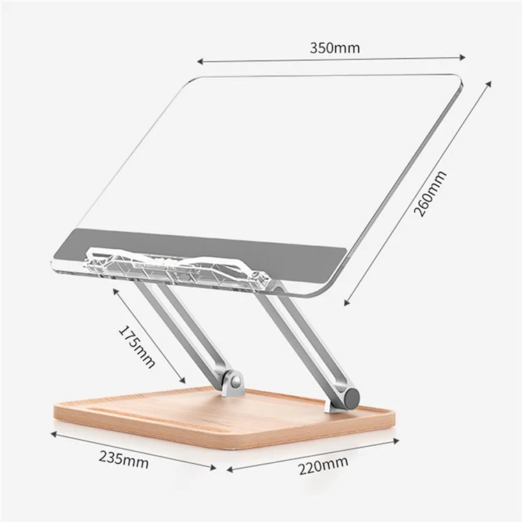 BG-4B Transparent Acrylic Book Stand Folding Metal Book Holder Portable Desktop Adjustable Reading Stand