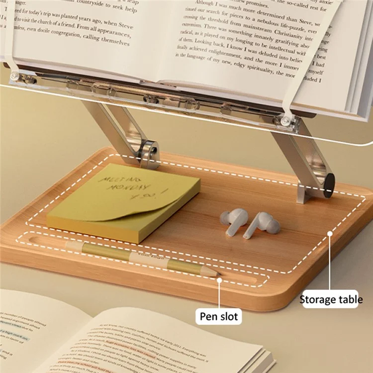 BG-4B Transparent Acrylic Book Stand Folding Metal Book Holder Portable Desktop Adjustable Reading Stand