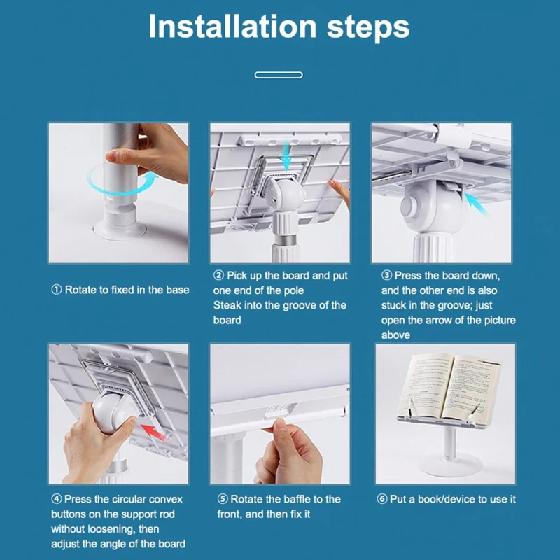 Height Angle Adjustable Book Stand Desktop Book Holder Aluminum Alloy Reading Stand for Laptops, Tablets