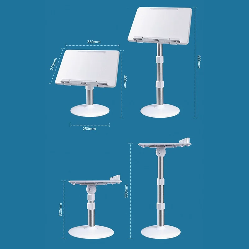 Height Angle Adjustable Book Stand Desktop Book Holder Aluminum Alloy Reading Stand for Laptops, Tablets