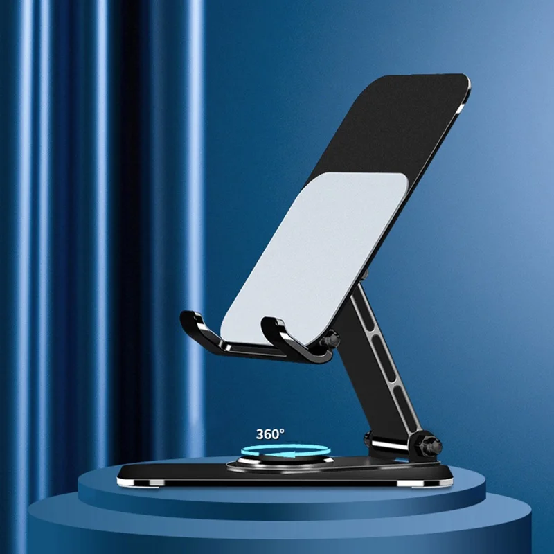 Q10 Desktop Folding Phone Stand Aluminum Alloy Ultra-Thin Rotating Cell Phone Holder - Grey