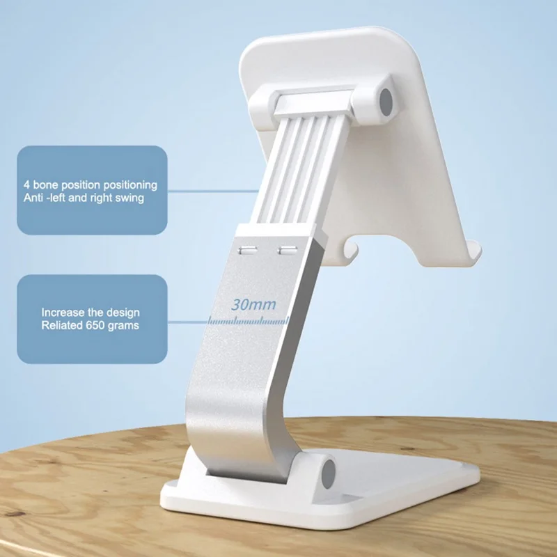 Q7-L Multifunction Folding Phone Holder Aluminum Alloy Desktop Adjustable Cell Phone Stand - White