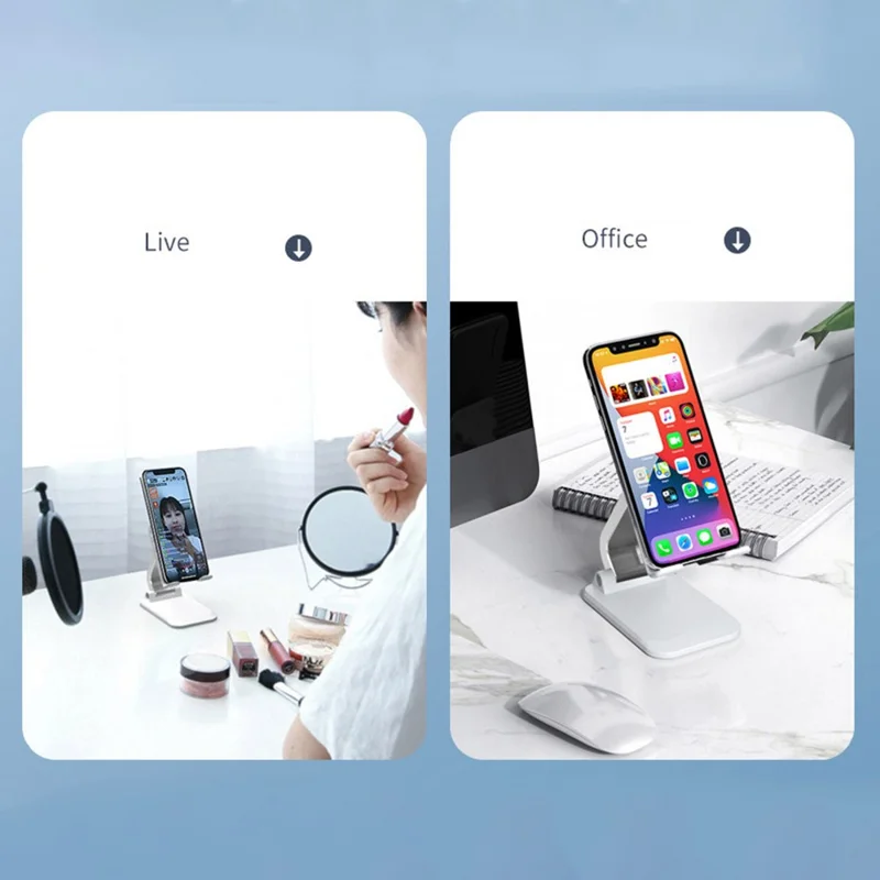 Q7-L Multifunction Folding Phone Holder Aluminum Alloy Desktop Adjustable Cell Phone Stand - White