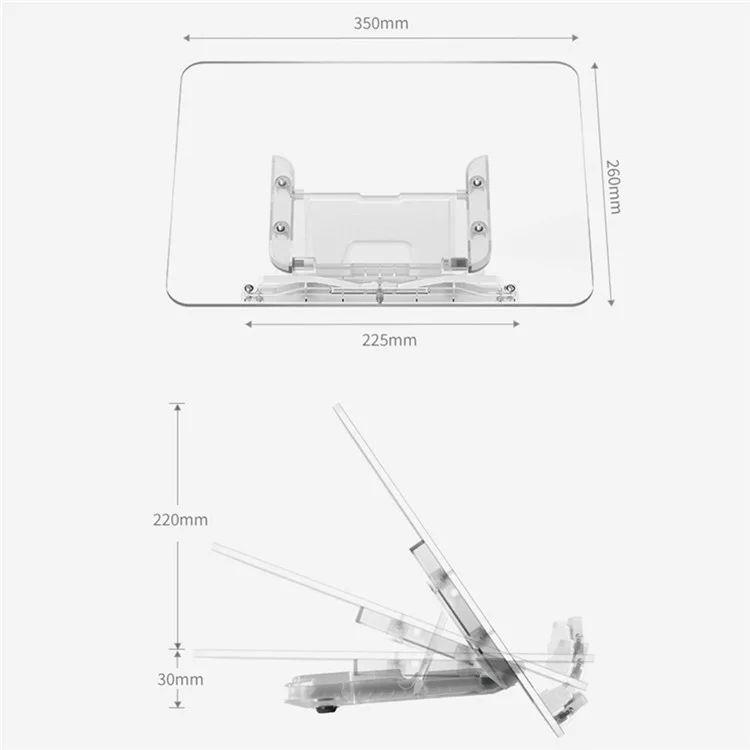 BG-2Y Transparent Acrylic Book Stand Folding Book Holder Portable Desktop Adjustable Reading Stand