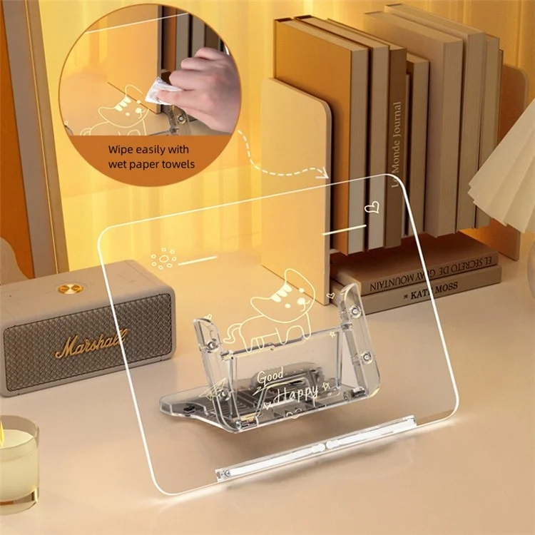 BG-2Y Transparent Acrylic Book Stand Folding Book Holder Portable Desktop Adjustable Reading Stand