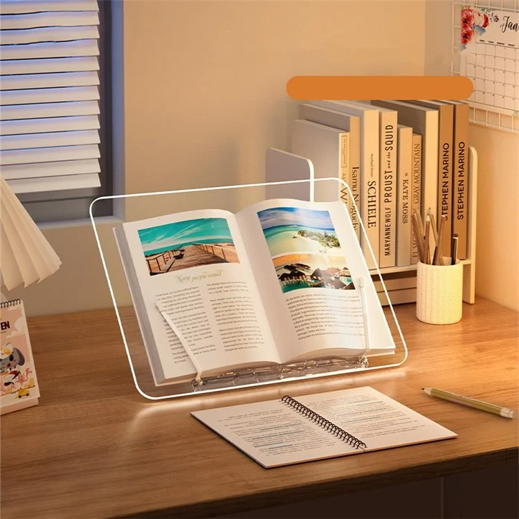 BG-2Y Transparent Acrylic Book Stand Folding Book Holder Portable Desktop Adjustable Reading Stand