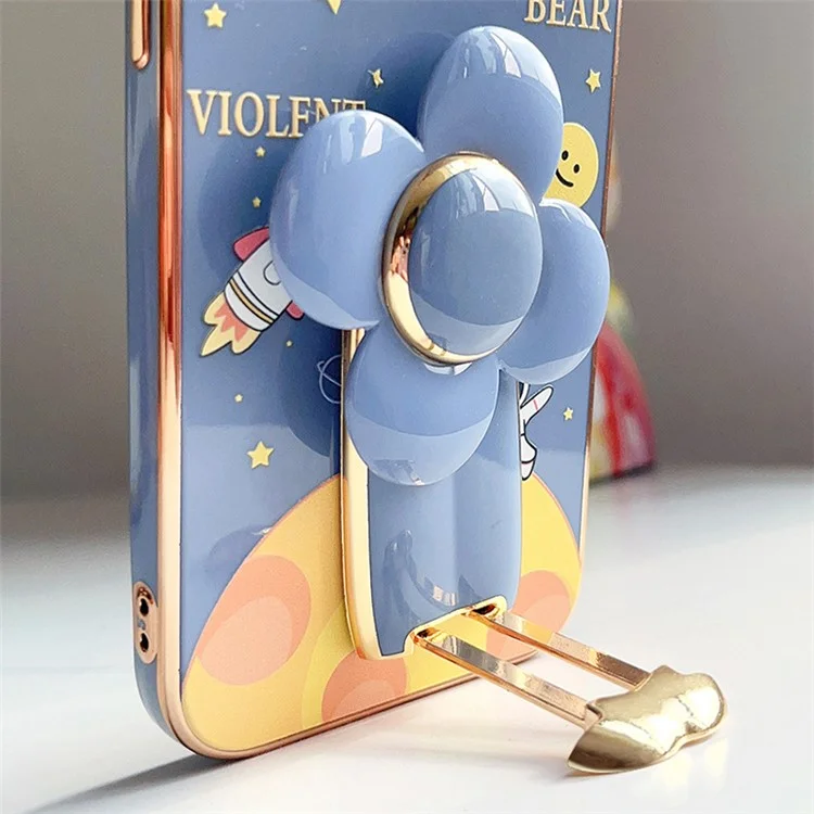 Multifunction Cartoon Windmill Mobile Phone Kickstand Adhesive Sticker Rotating Cellphone Kickstand Holder - Blue