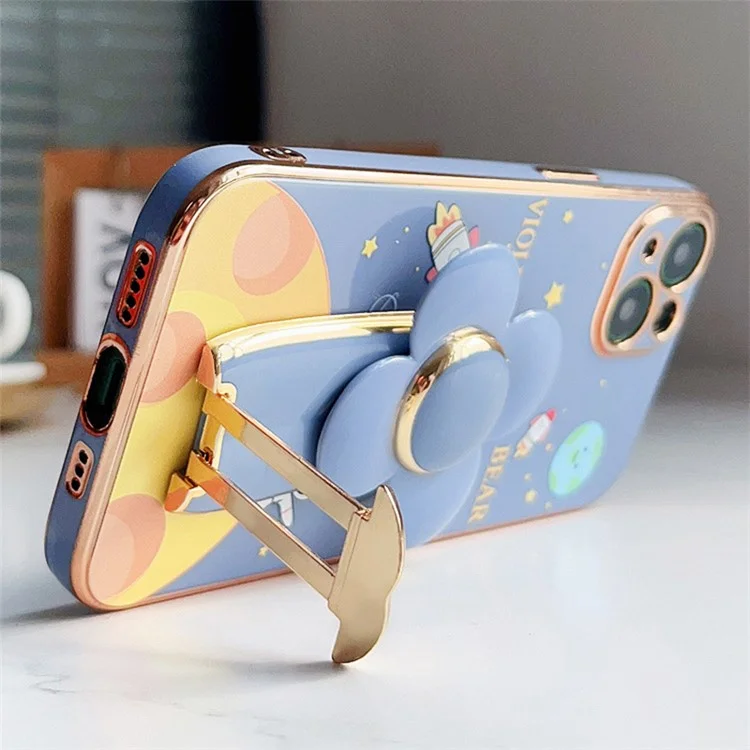 Multifunction Cartoon Windmill Mobile Phone Kickstand Adhesive Sticker Rotating Cellphone Kickstand Holder - Blue