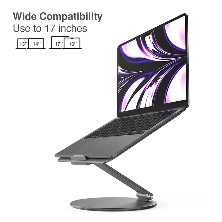 STOYOBE Laptop Stand Foldable Notebook Computer Riser Holder Aluminum Alloy Rotable Pad Support