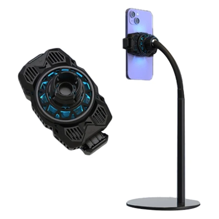 S98 Semiconductor Cooling Fan Phone Cooler Mobile Phone Radiator with Phone Holder Stand Mount - Black