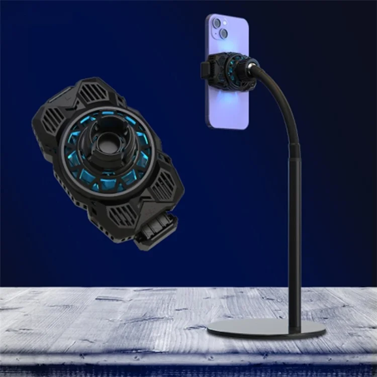 S98 Semiconductor Cooling Fan Phone Cooler Mobile Phone Radiator with Phone Holder Stand Mount - Black