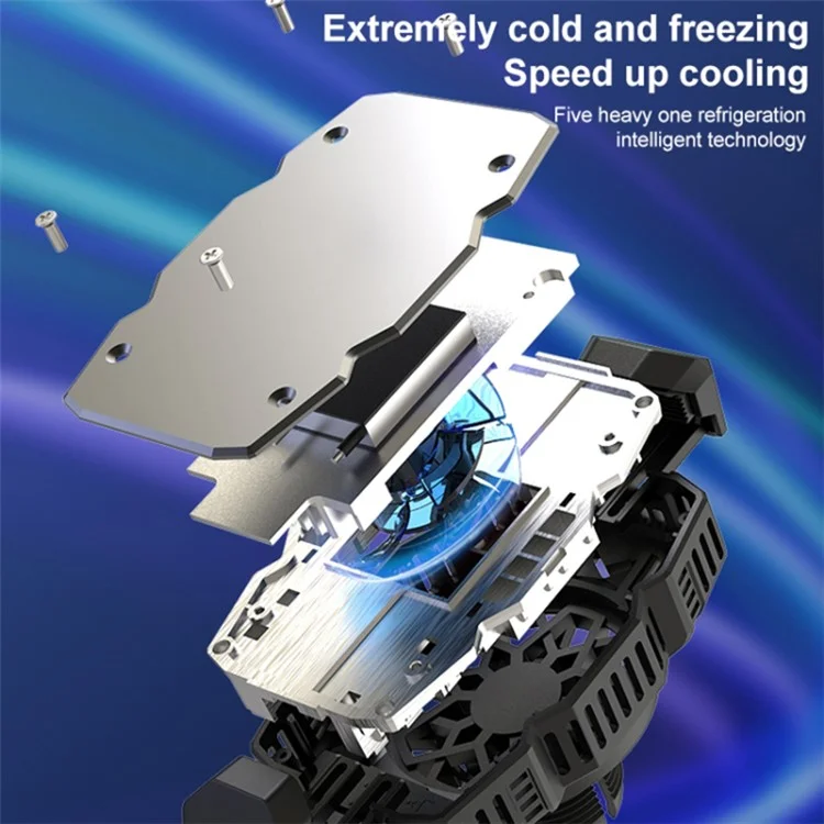 S98 Semiconductor Cooling Fan Phone Cooler Mobile Phone Radiator with Phone Holder Stand Mount - Black