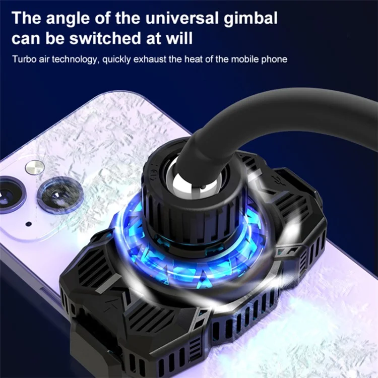 S98 Semiconductor Cooling Fan Phone Cooler Mobile Phone Radiator with Phone Holder Stand Mount - Black