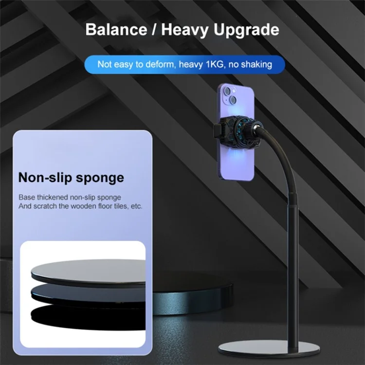 S98 Semiconductor Cooling Fan Phone Cooler Mobile Phone Radiator with Phone Holder Stand Mount - Black